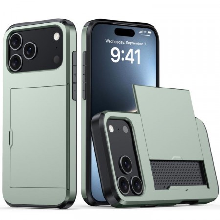 Hybrid Deksel plass til kort iPhone 18 Pro grønn