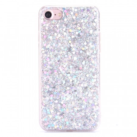 Fashion TPU Deksel Bling Glitter Powder iPhone 7/8/SE (2020/2022) sølv