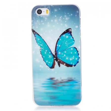 TPU Deksel iPhone 5S/5/SE (2016) - Blue Butterfly