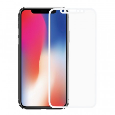 Lux herdet Glass skjermbeskytter heldekkende iPhone X/XS hvit