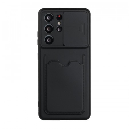 TPU deksel med kamerabeskyttelse og plass til kort Galaxy S21 Ultra svart