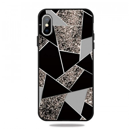 Fashion TPU Deksel for iPhone X/XS - svart/grå Marmor