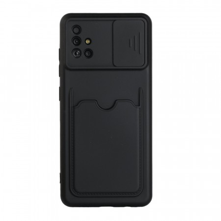 TPU deksel med kamerabeskyttelse og plass til kort Galaxy A71 svart