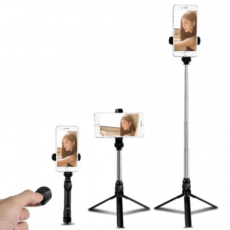 Selfiestang med Tripod og Bluetooth-fjernkontroll - Svart