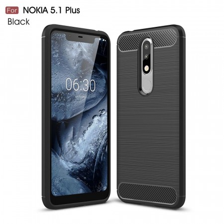 TPU Deksel Carbon Nokia 5.1 Plus (2018) svart
