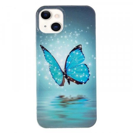 Fashion TPU Deksel for iPhone 13 Mini - Blue Butterfly