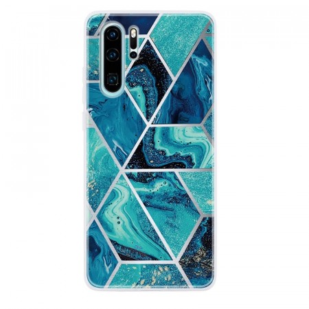 Lux TPU Deksel for Huawei P30 Pro - Blå/grønn Marmor