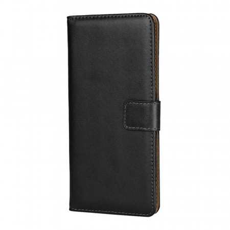Lommebok deksel ekte Lær for Sony Xperia XZ3 svart