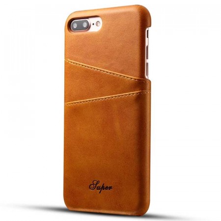 TPU Deksel med PU-lær plass til kort iPhone 7 Plus/8 Khaki