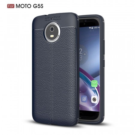 Tech-Flex TPU Deksel med PU-lær mønster Motorola Moto G5S Mørk Blå