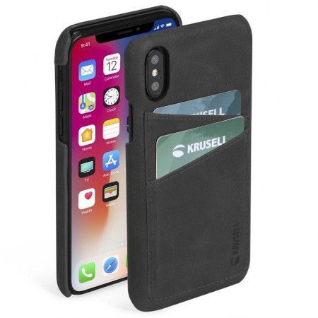 Krusell Sunne 2 Card Lær Deksel iPhone XS Max - Svart