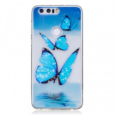 TPU Deksel Huawei Honor 8 - Blue Butterfly