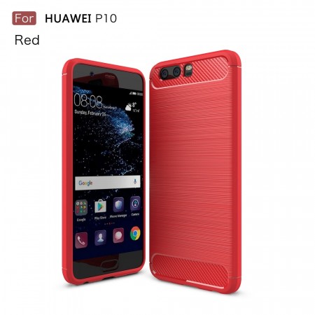TPU Deksel Carbon Huawei P10 rød