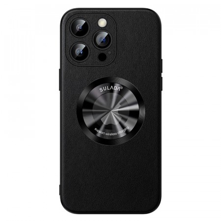 SULADA Mikrofiber skinn Deksel for iPhone 15 Pro med MagSafe svart