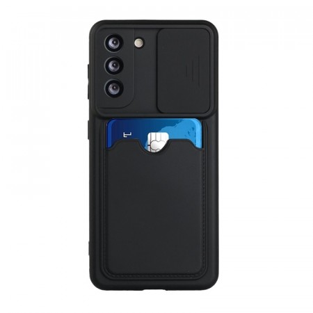 TPU deksel med kamerabeskyttelse og plass til kort Galaxy S21+ plus svart