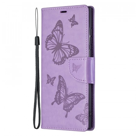 Lommebok deksel til Samsung Galaxy S22 Ultra 5G - Lilla Butterfly