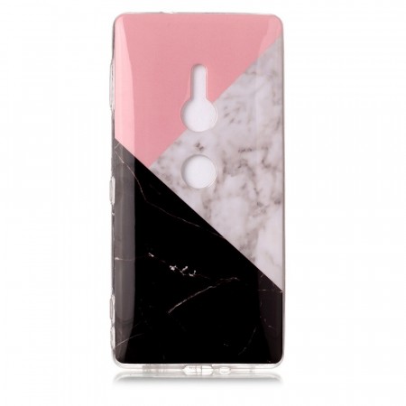 Fashion TPU Deksel for Sony Xperia XZ2 - Rosa/Svart Marmor