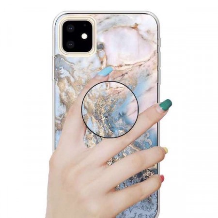 Fashion TPU Deksel med holder iPhone 11 - Blå Marmor