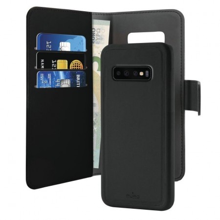 Puro 2-i-1 Magnetisk Lommebok-deksel Galaxy S10 plus Svart