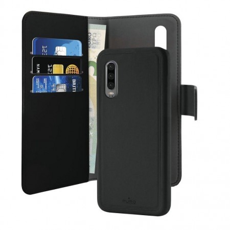 Puro 2-i-1 Magnetisk Lommebok-deksel Huawei P30 svart