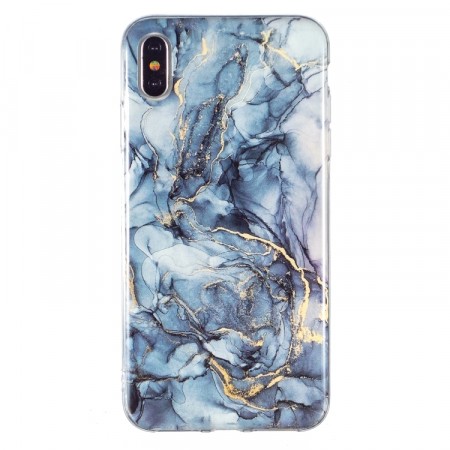 Fashion TPU Deksel for iPhone X/XS - Marmor blå
