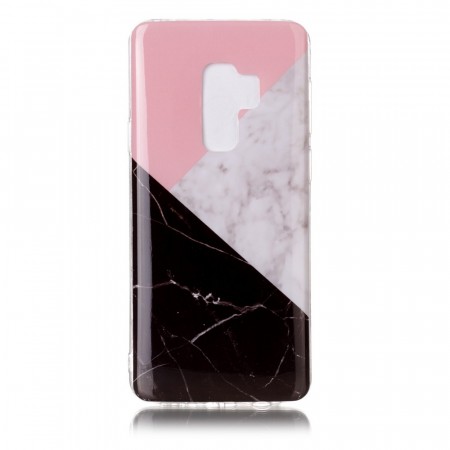 Fashion TPU Deksel for Galaxy S9 Plus - Rosa/Svart Marmor