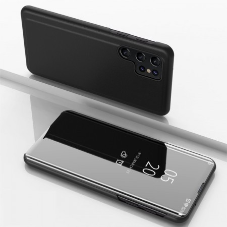 Lux Mirror View Flip deksel Samsung Galaxy S22 Ultra 5G svart