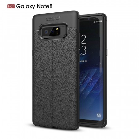 Tech-Flex TPU Deksel med PU-lær mønster Galaxy Note 8 svart