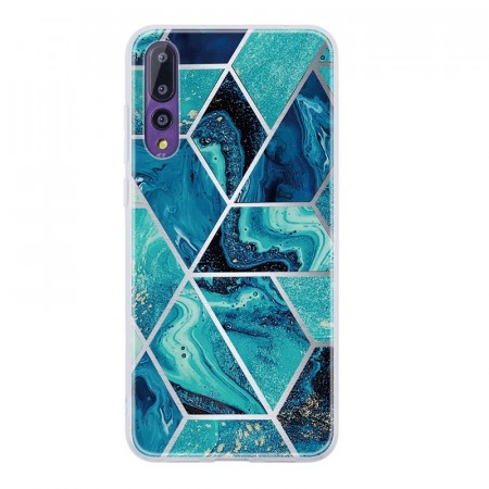 Lux TPU Deksel for Huawei P20 Pro - Blå/grønn Marmor