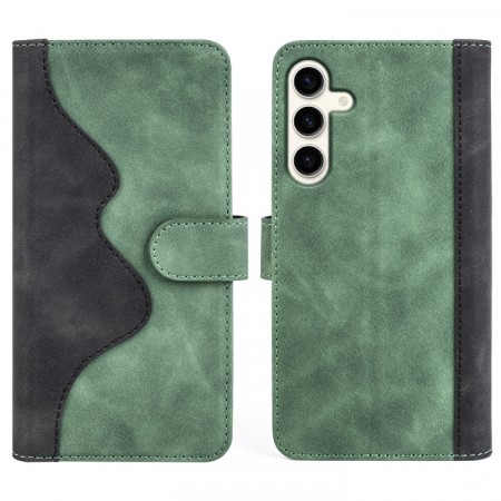 Lommebok deksel Stitching for Samsung Galaxy S24 5G grønn / svart