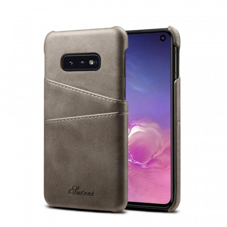 Suteni TPU Deksel med PU-lær plass til kort Galaxy S10e grå