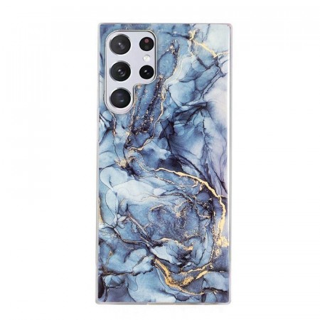 Fashion TPU Deksel med holder Samsung Galaxy S22 Ultra - blå Marmor