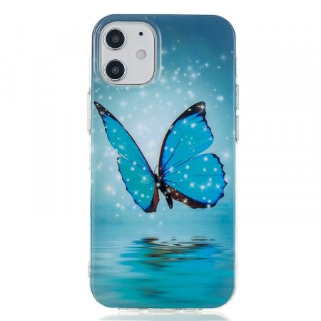 Fashion TPU Deksel iPhone 12 Mini - Blue Butterfly