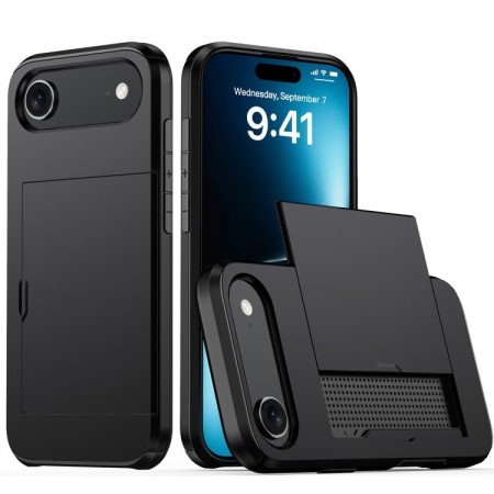 Hybrid TPU + PC Deksel plass til kort iPhone 17 Air svart