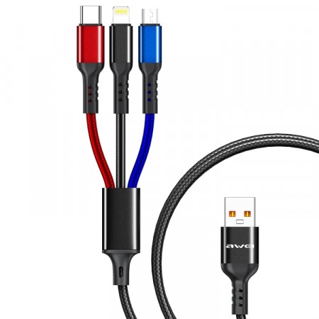 awei 3 i 1 8 Pin / Micro USB / Type-C kabel