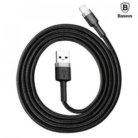 Baseus Kevlar Lightning til USB Kabel - 1 M Grå/Svart