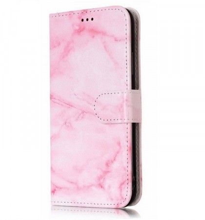 Lommebok deksel for iPhone X/XS rosa marmor