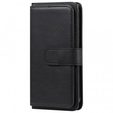 Lommebok-deksel plass til 10 stk kort for Samsung Galaxy S22 Ultra 5G svart