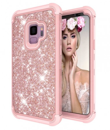Armor TPU Deksel Bling Glitter Samsung Galaxy S9 plus - rosa