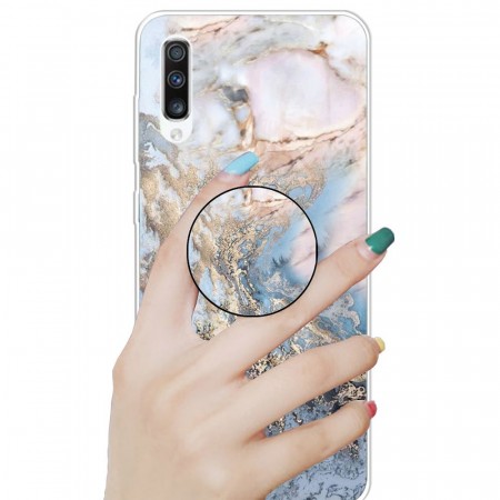 TPU Deksel med holder Galaxy A50 - Blå Marmor