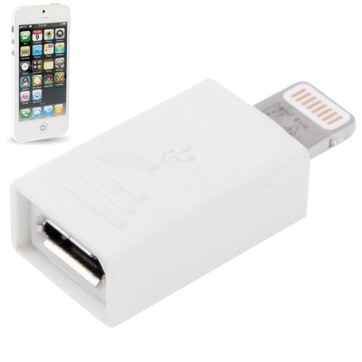 Adapter Micro USB til 8 Pin hvit