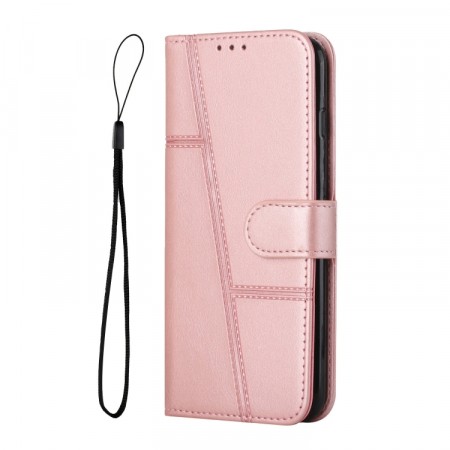 Lommebok deksel Stitching for Samsung Galaxy A05s Roségull
