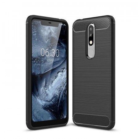 Tech-Flex TPU Deksel Carbon Nokia 5.1 Plus (2018) svart