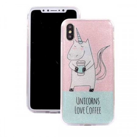 TPU Glitter Power Deksel for iPhone X/XS - Unicorn
