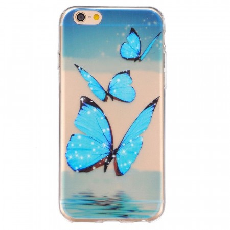 TPU Deksel iPhone 6 Plus / 6S Plus - Blue Butterfly