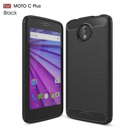 TPU Deksel Carbon Motorola Moto C Plus svart
