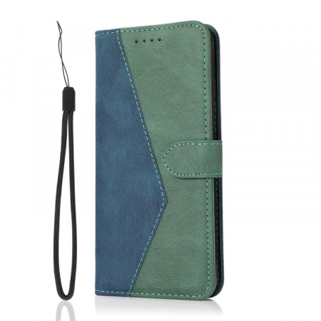 Lommebok deksel Stitching for Sony Xperia 10 V grønn / blå