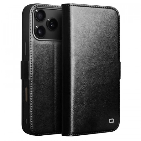 QIALINO Lommebok deksel ekte Lær for iPhone 18 Pro Max svart