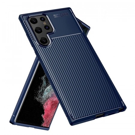 Tech-Flex TPU Deksel Carbon for Samsung Galaxy S23 Ultra 5G Mørk blå