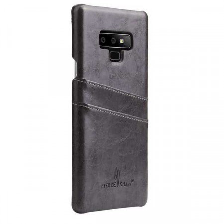 Fierre Shann TPU Deksel med PU-lær plass til kort Galaxy Note 9 svart